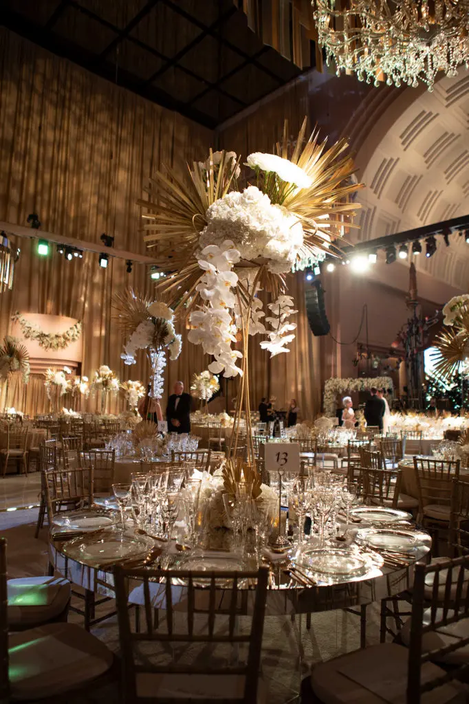 The Events Company and Richard Flowers created a grand and golden tableau for Houston Ballet's 50th anniversary ball. (Photo by Alida Bonifaz)