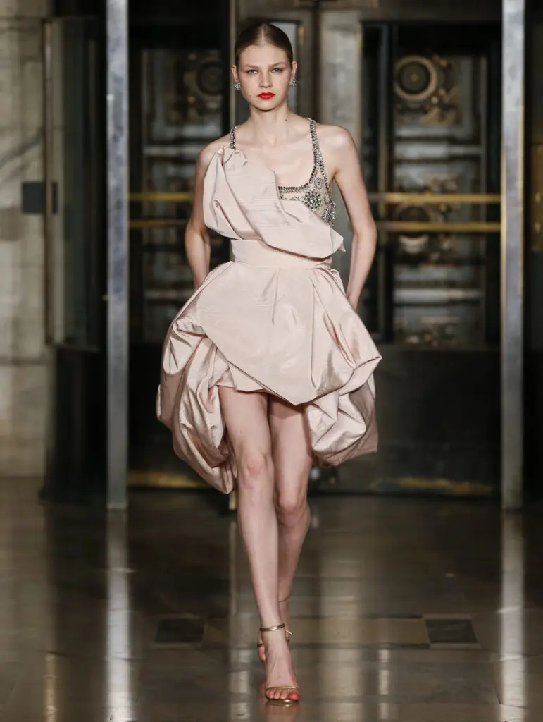 Oscar de la Renta moire faille draped cocktail dress. (Photo courtesy of Oscar de la Renta)