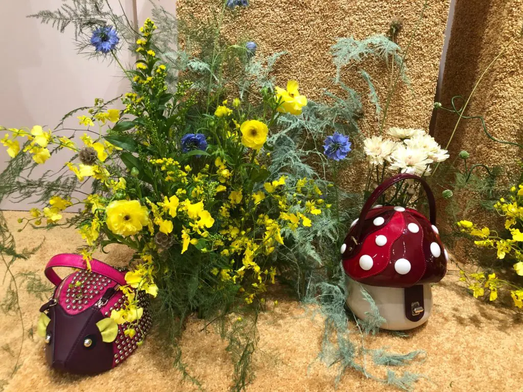 The Kate Spade Enchanted garden featured purses in a hedgehog and mushroom shape. (Photo by Clifford Pugh)