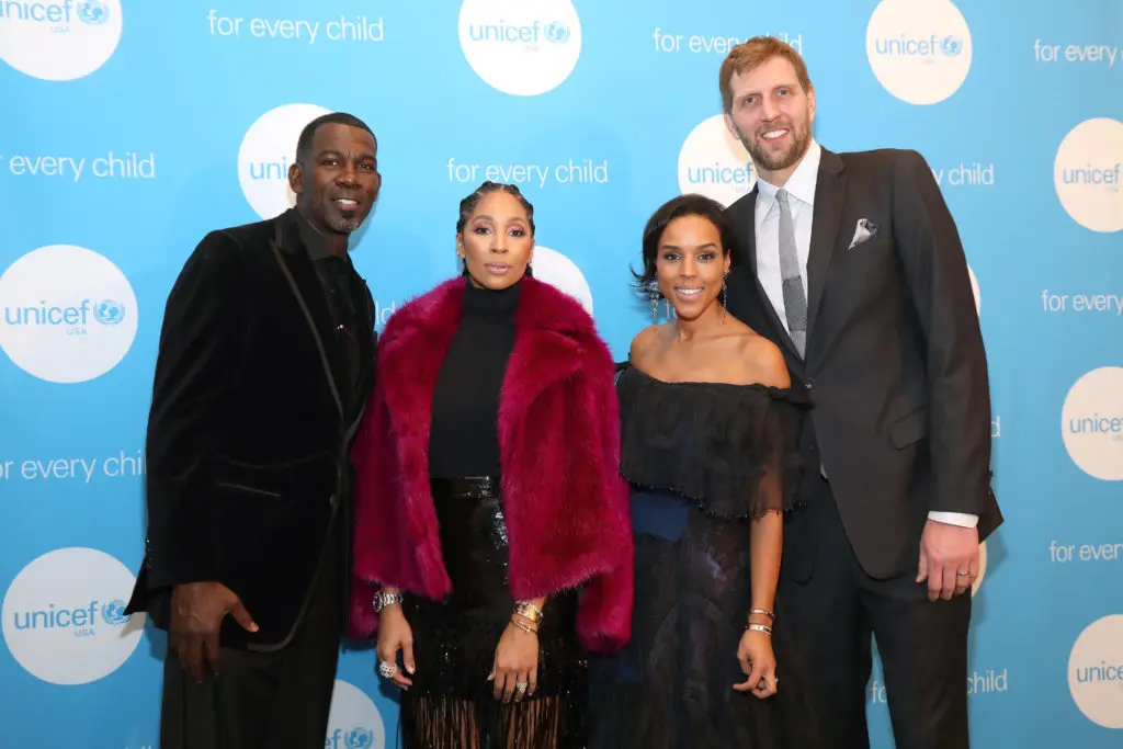 Michael & Rebekah Finley, Jessica & UNICEF Ambassador Dirk Nowitzki (Photo by Rick Kern/Getty Images for UNICEF USA)