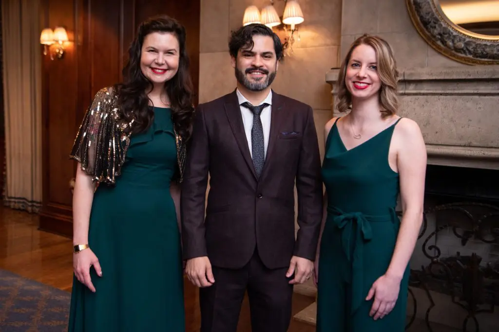 Nuila reading at the Inprint Poets & Writers Ball in 2020 with fellow authors Cait Weiss Orcutt and Ashley Wurzbacher. (Photo by Michelle Watson/CatchlightGroup.com)