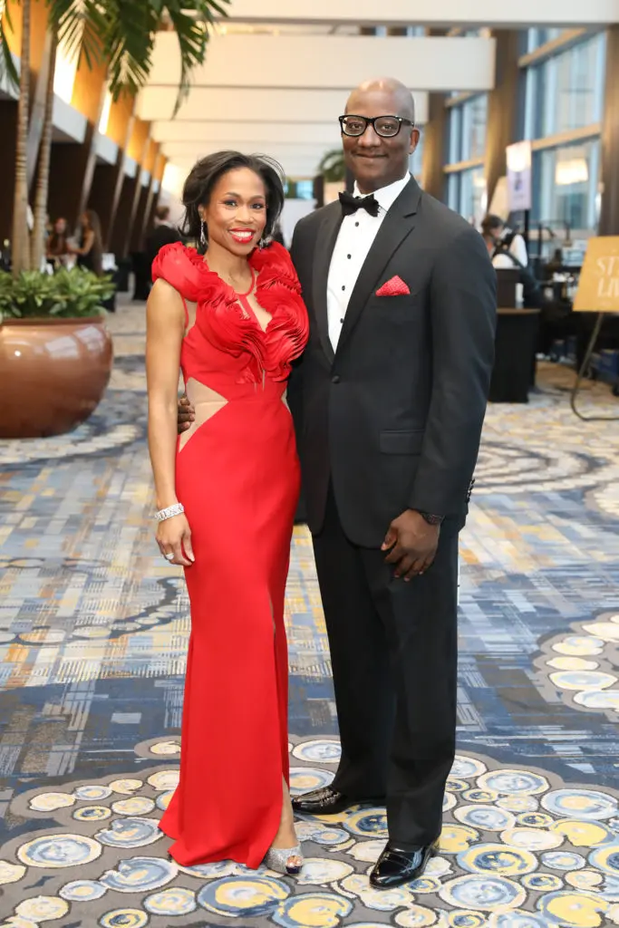 Second time Best Dressed honoree Roslyn Bazzelle Mitchell & Derrick Mitchell at the 2020 Heart Ball at the Hilton Americas-Houston.