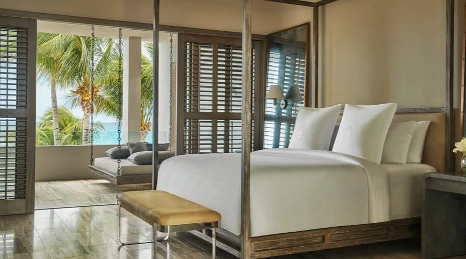 A room with a view at the Four Seasons Anguilla, where Ann and Jonathan Ayre became engaged.