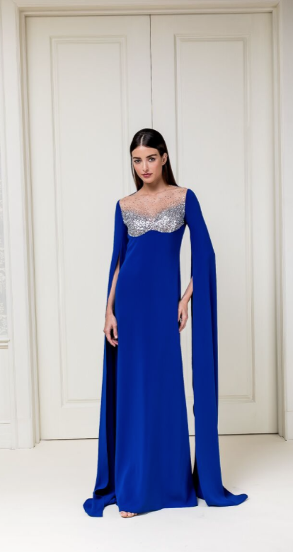 Cristina Ottaviano deep blue gown with silver beading at the bodice. (Photo courtesy of Cristina Ottaviano)