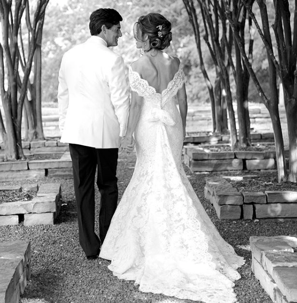 Dominique Sachse and Nick Florescu were wed at the home of John and Becca Cason Thrash in 2012.