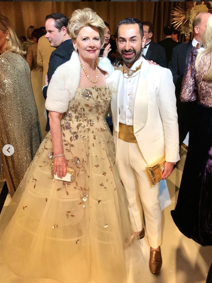 Marcia Backus in Oscar de la Renta, Fady Armanious in Alexander McQueen and diamonds from Tenenbaum Jewelers (Instagram photo)