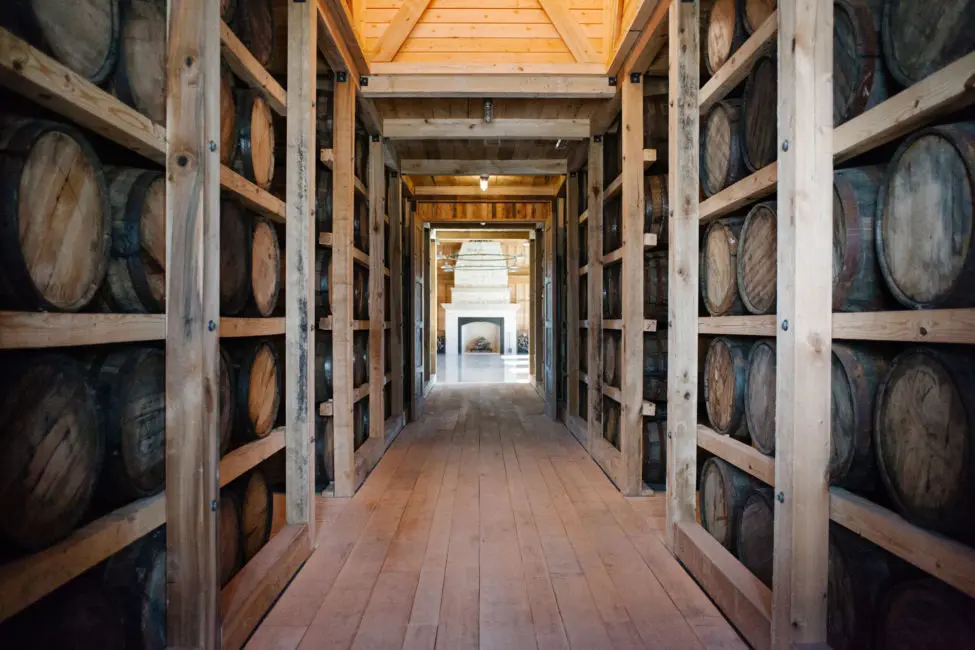 Barrels line the walls at Whiskey Ranch.