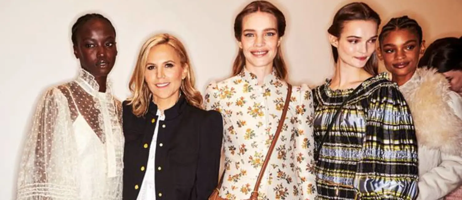 Tory Burch and models at New York Fashion Week