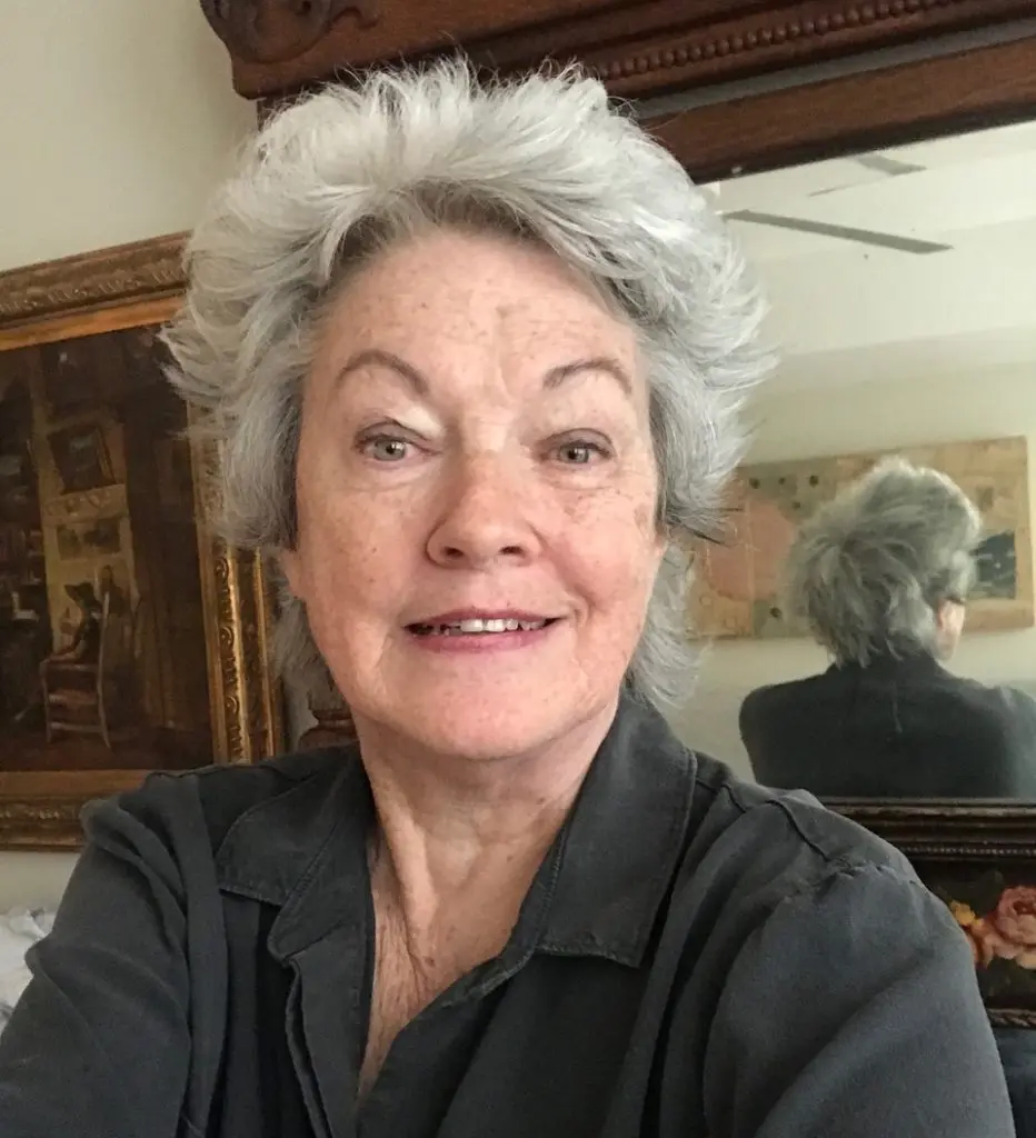 Artist Mary Margaret Hansen with shaggy hair