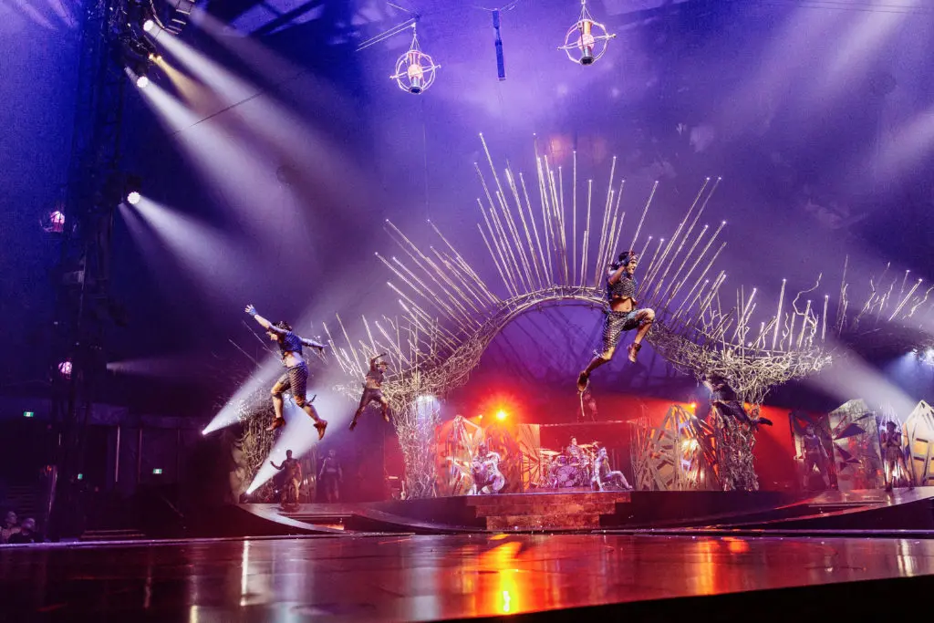 Alegria will give you quite a tumble. (Photo by Photos Marie-Andrée Lemire / Costumes Dominique Lemieux / Cirque du Soleil 2019 )