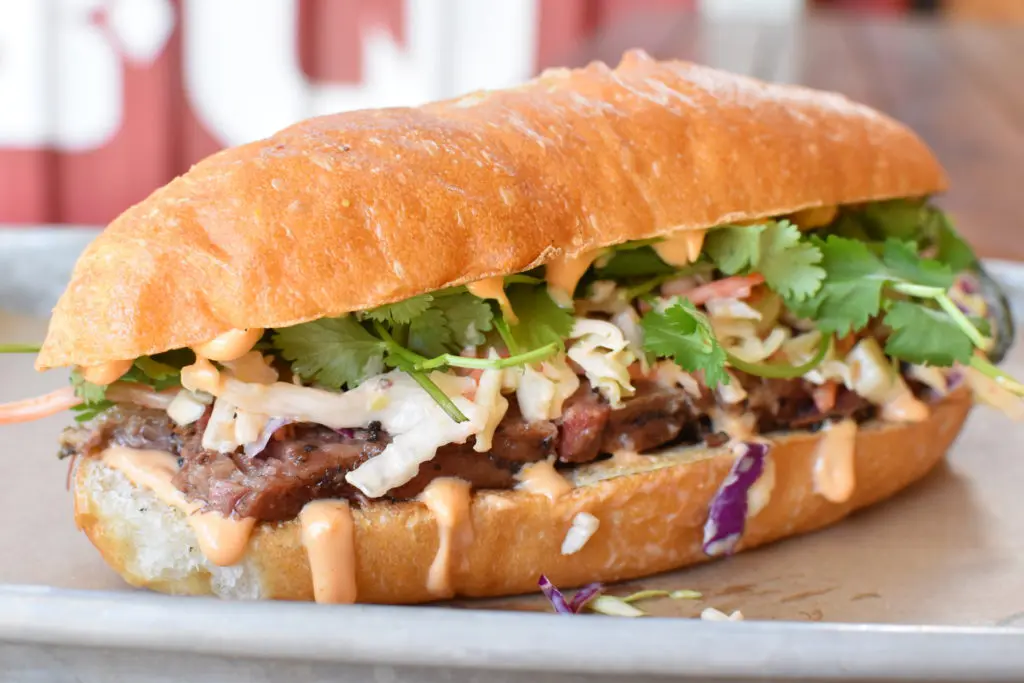 Brisket Love BBQ serves up a BBQ Brisket Banh Mi at Legacy Hall. (Courtesy of Brisket Love BBQ)