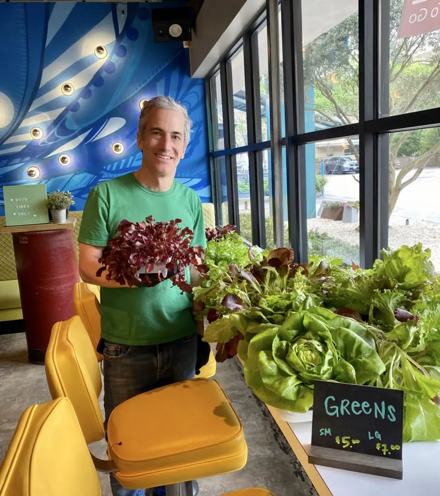 Local Foods' Benjy Levit in March with fresh produce straight from the farm to his pop up market. (Photo by Local Foods)