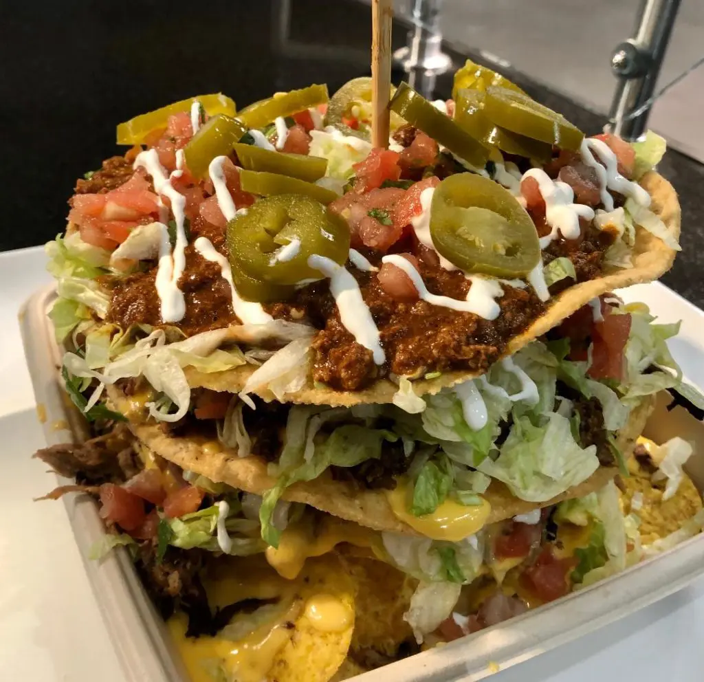 Delaware North is not messing around with a nacho dish called The Stack. (Photo by Courtney Dabney)
