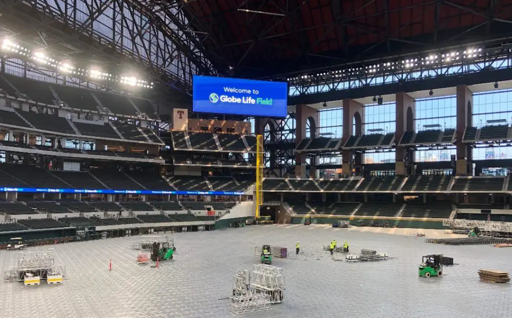 Some seating and flooring remain to be  installed before Chris Stapleton takes to the stage on Saturday. (Photo by Courtney Dabney)