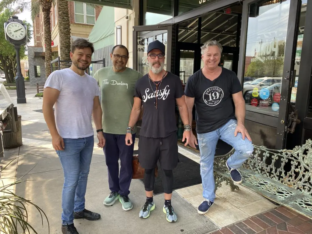 Clark Cooper Concepts team working at Coppa Osteria Josep Prats, Marc Cantu, Grant Cooper, Charles Clark (Photo by Shelby Hodge)