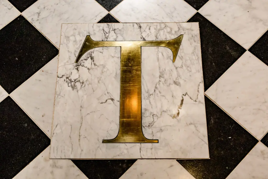 Benjamin Turner Berg's 'T' in the marble floor at his namesake bar/eatery. (Photo by Kirsten Gilliam) 