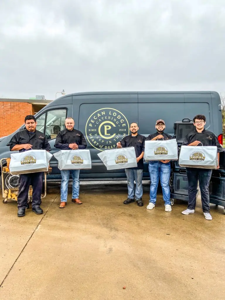 Pecan Lodge is offering home delivery and drive thru services at their catering facility.