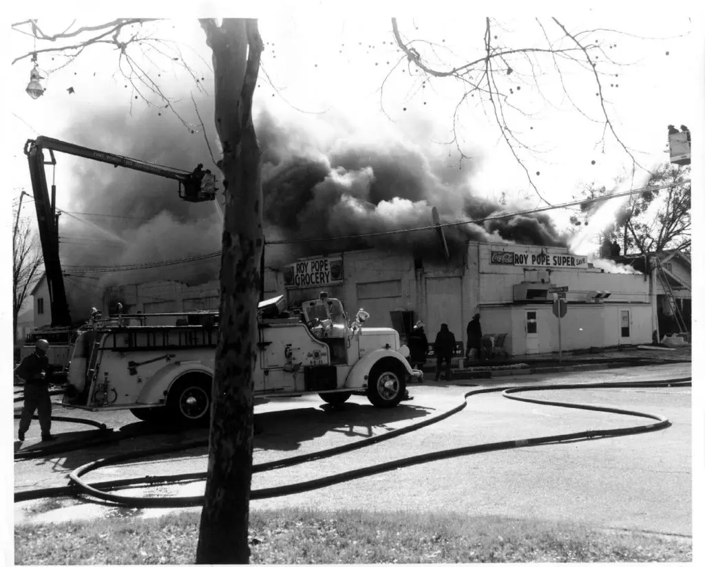 A fire gutted the building in 1970, but Roy Pope's rebuilt on the same spot.