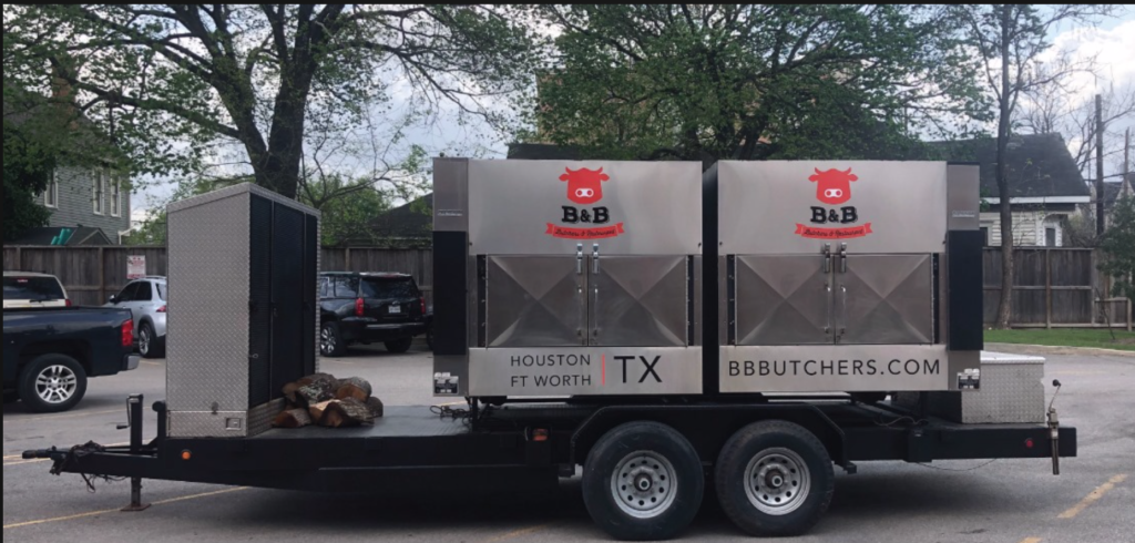 The might B&B smokers were hard at work over the weekend for the Berg Hospitality benefit barbecue. (Photo by Shelby Hodge)