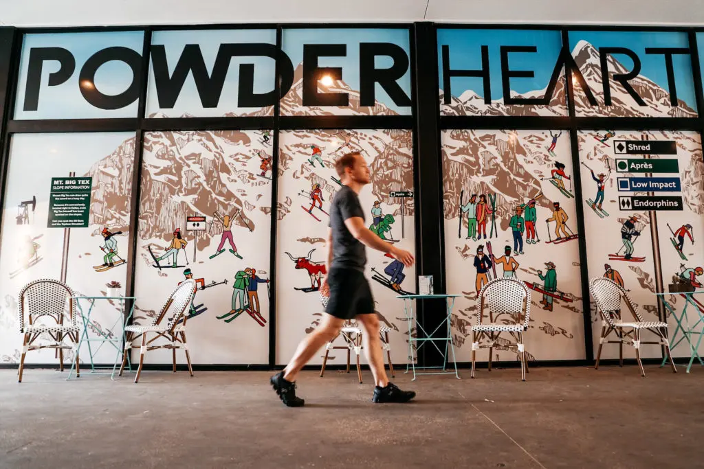 A colorful mural helps West Village visitors find the tucked-away gym. 
