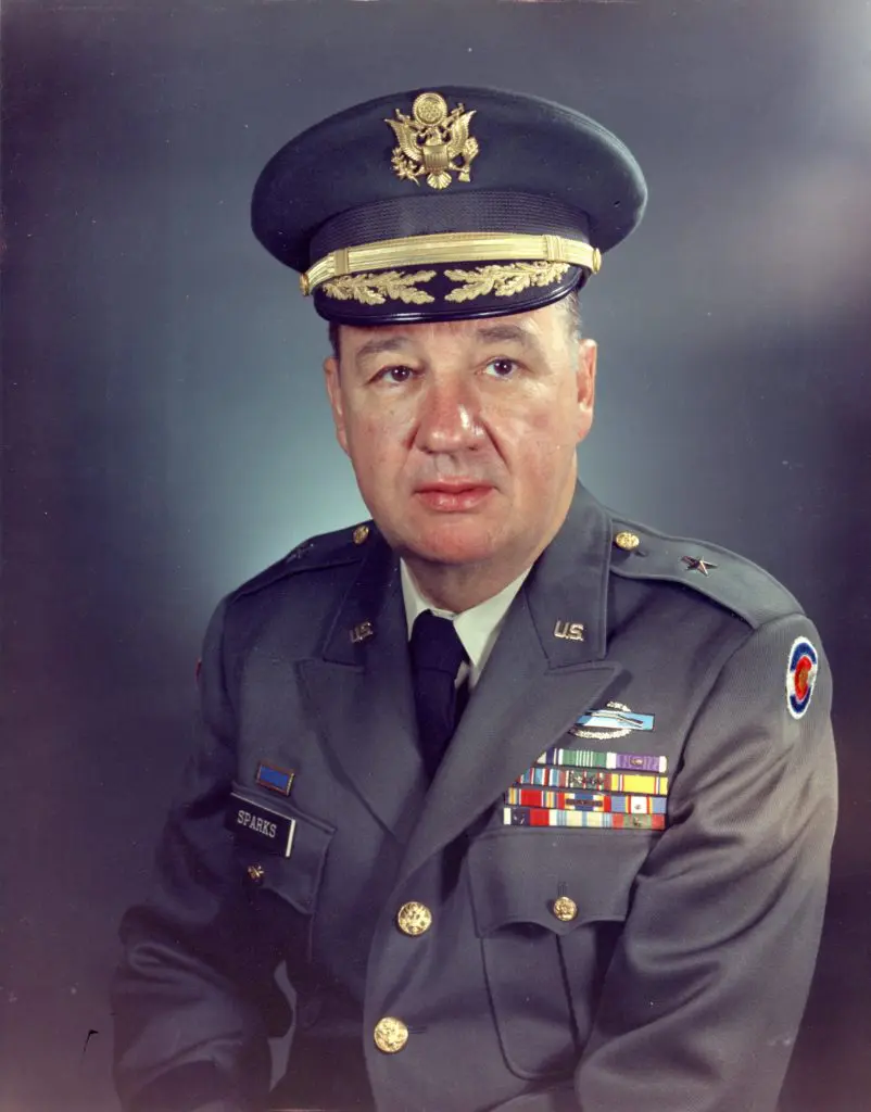 Dachau concentration camp liberator Brigadier General Felix L. Sparks will be honored posthumously at the Holocaust Museum Houston Moral Courage Award virtual dinner. (Photo courtesy of the Sparks family)