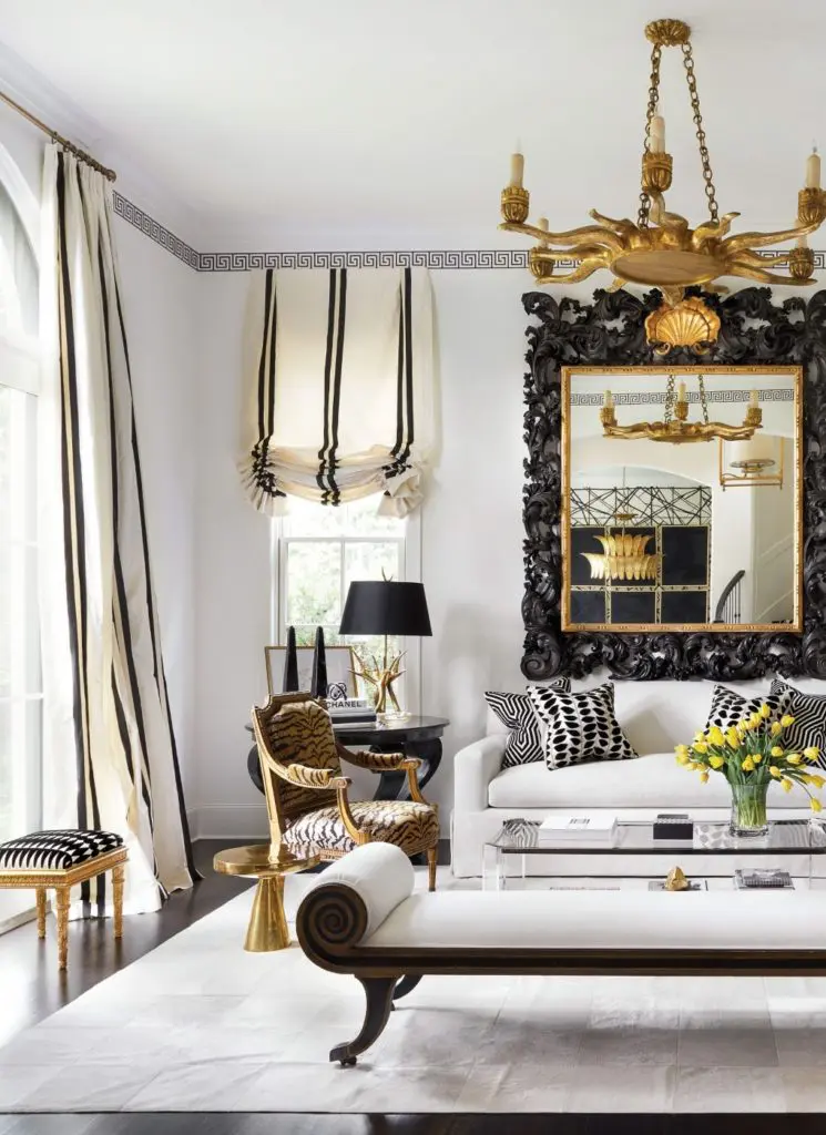 Interior designer Renea Abbott keeps things dramatic in her personal black-and-white retreat in Houston.  
