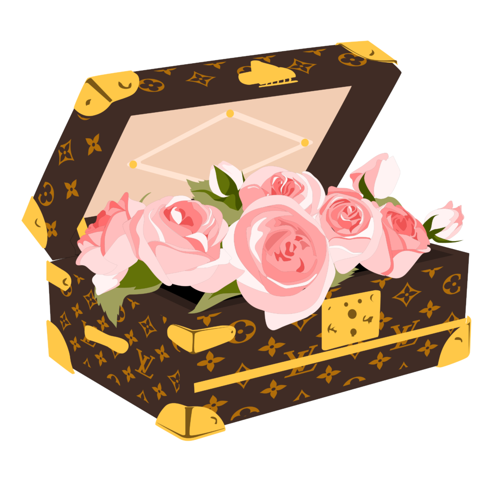 The Louis Vuitton Flower Trunk is one of the many elements available to customize your LV E-Card.