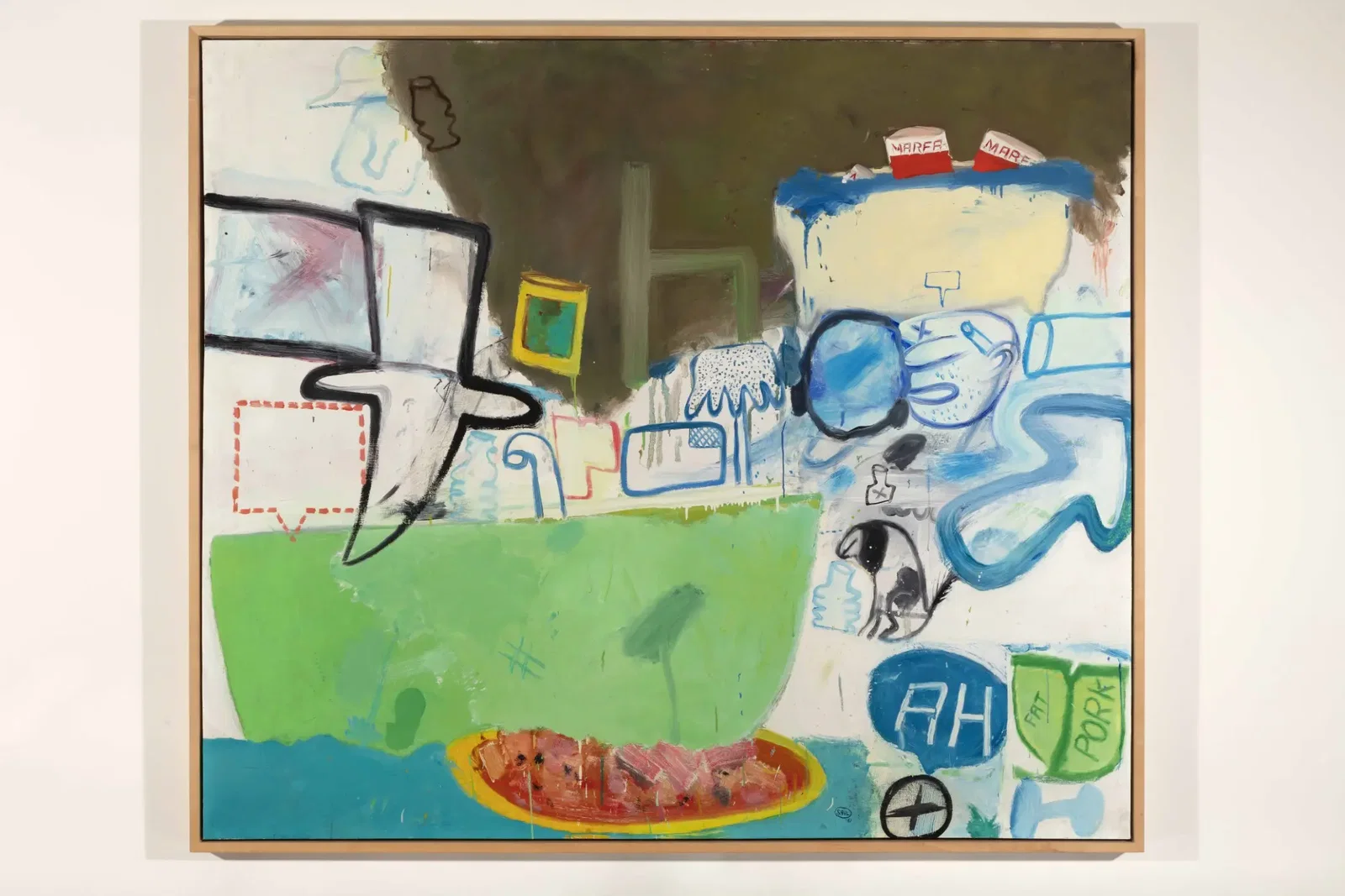 Peter Saul's "Bathroom Sex Murder," 1961, shows the influence of a celebrated Alfred Hitchcock thriller. Held in the collection of Mrs. Marilyn Lenox, Dallas, this painting is among the major works lent by Dallas collectors to the artist's New York retrospective, "Peter Saul: Crime and Punishment," at the New Museum. 