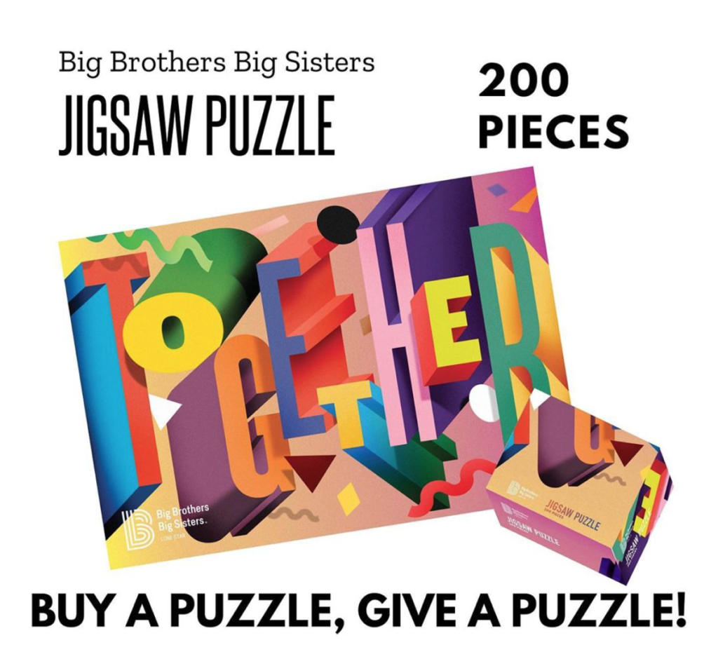 Graphic designer and illustrator Jeff Rogers creates a jigsaw puzzle design for Big Brothers Big Sisters Lone Star.