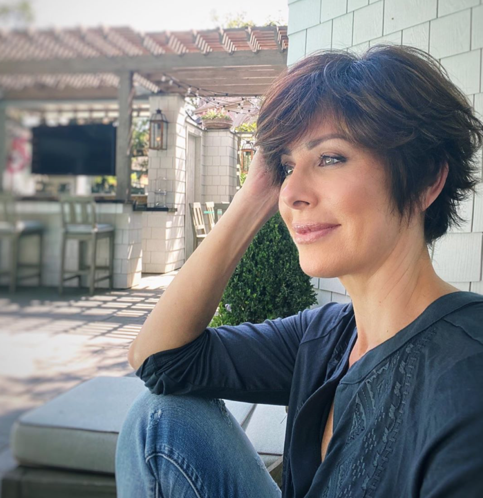 KPRC Channel 2 news anchor Dominique Sachse chills at home in jeans and casual top.