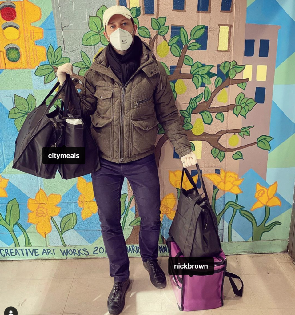 Style blogger, author, and bon vivant Derek Blasberg delivering food in New York.