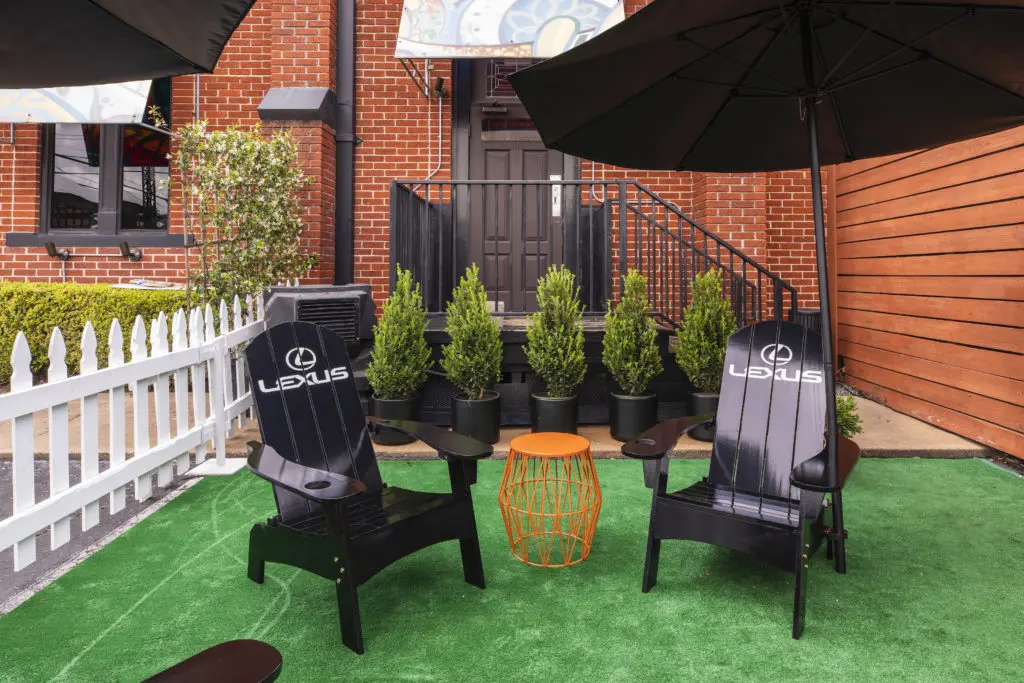 One Fifth Mediterranean's Lexus Patio was verdantly outfitted by Tellepsen Landscaping. (Photo by Julie Soefer)