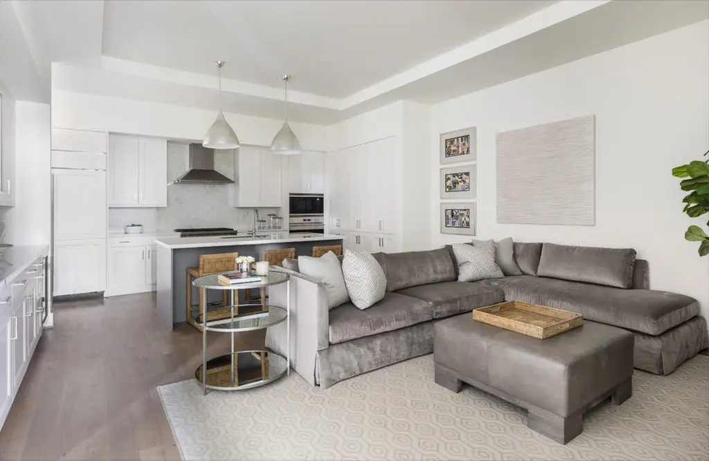 The spacious kitchen is open to the den. (Photo by Julie Soefer)