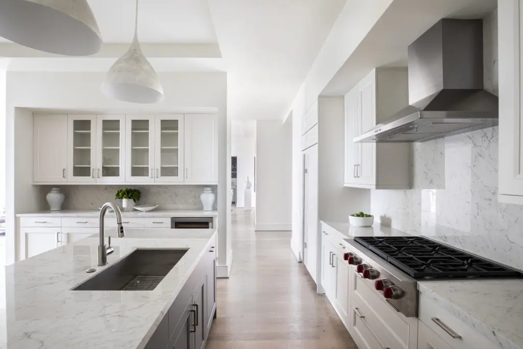 The dramatic and functional kitchen island. (Photo by Julie Soefer)