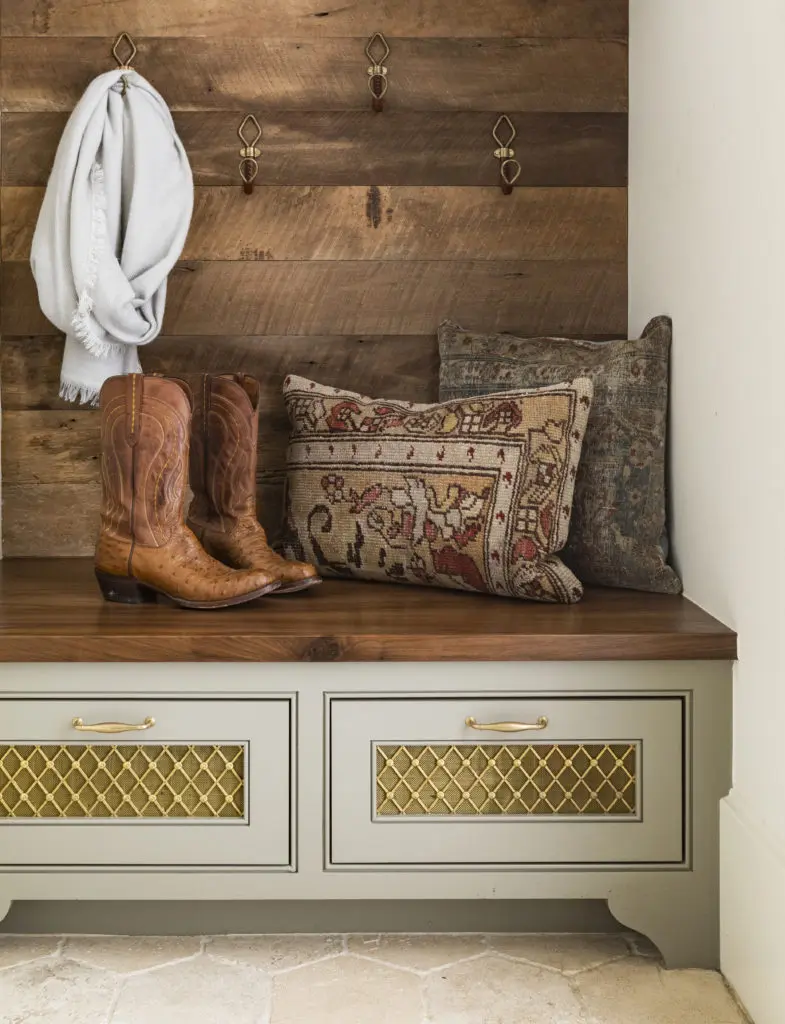 The mud room, once considered a luxury, now plays an important role in a 'health' household. (Photo courtesy of Marie Flanigan Interiors)