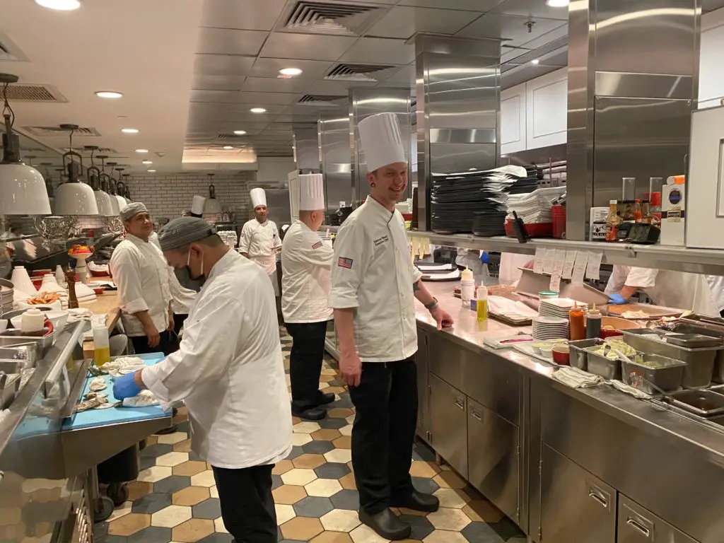 Inside the kitchen at Steak 48 where the menu is cooked to perfection. (Photo by Shelby Hodge)
