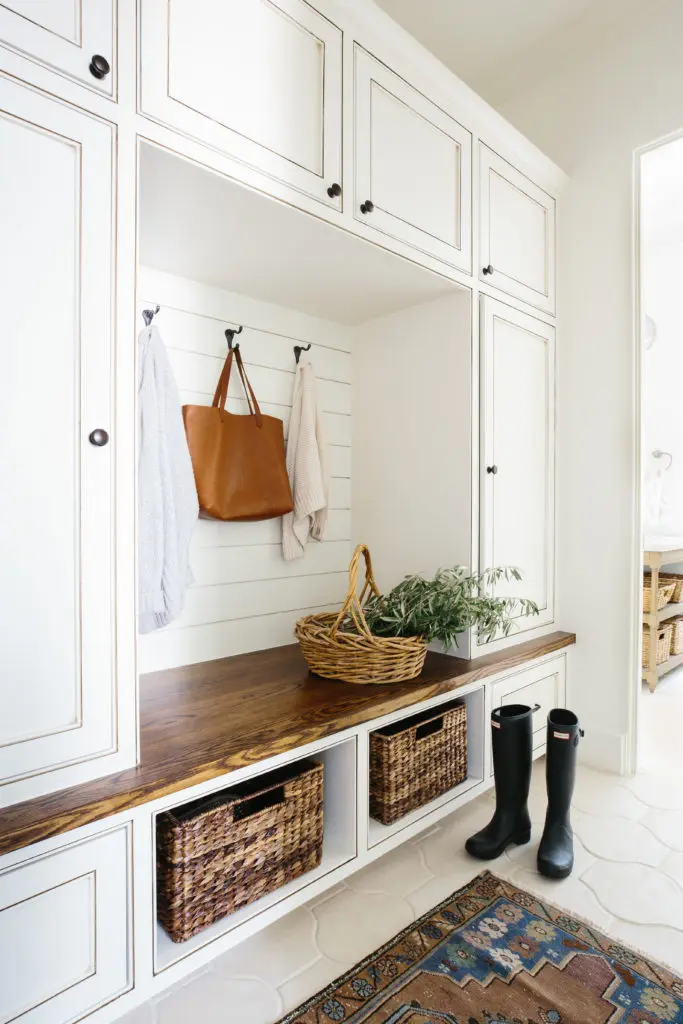 A mud room with charm also has a practical purpose in the era of the pandemic. (Photo courtesy of Marie Flanigan Interiors)
