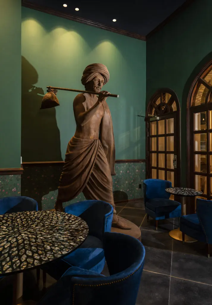 The 14-foot Musaafer, the traveler, for whom the latest addition to the Galleria restaurant scene, is named. (Photo by Julie Soefer)