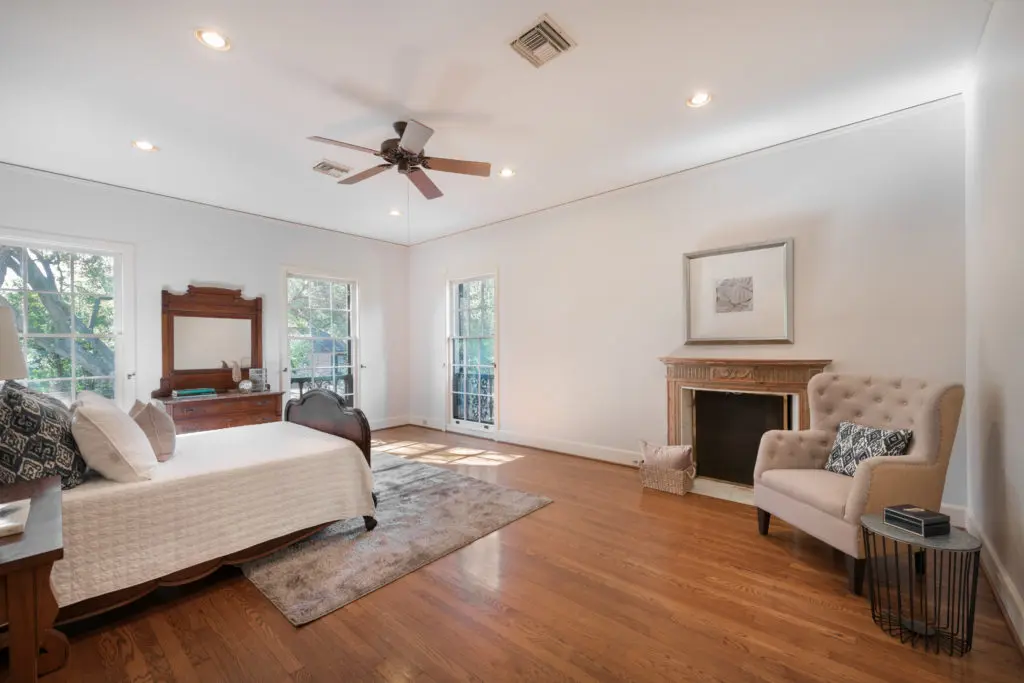 One of several bedrooms in the spacious home in River Oaks. (Photo by Vlady Ambia)