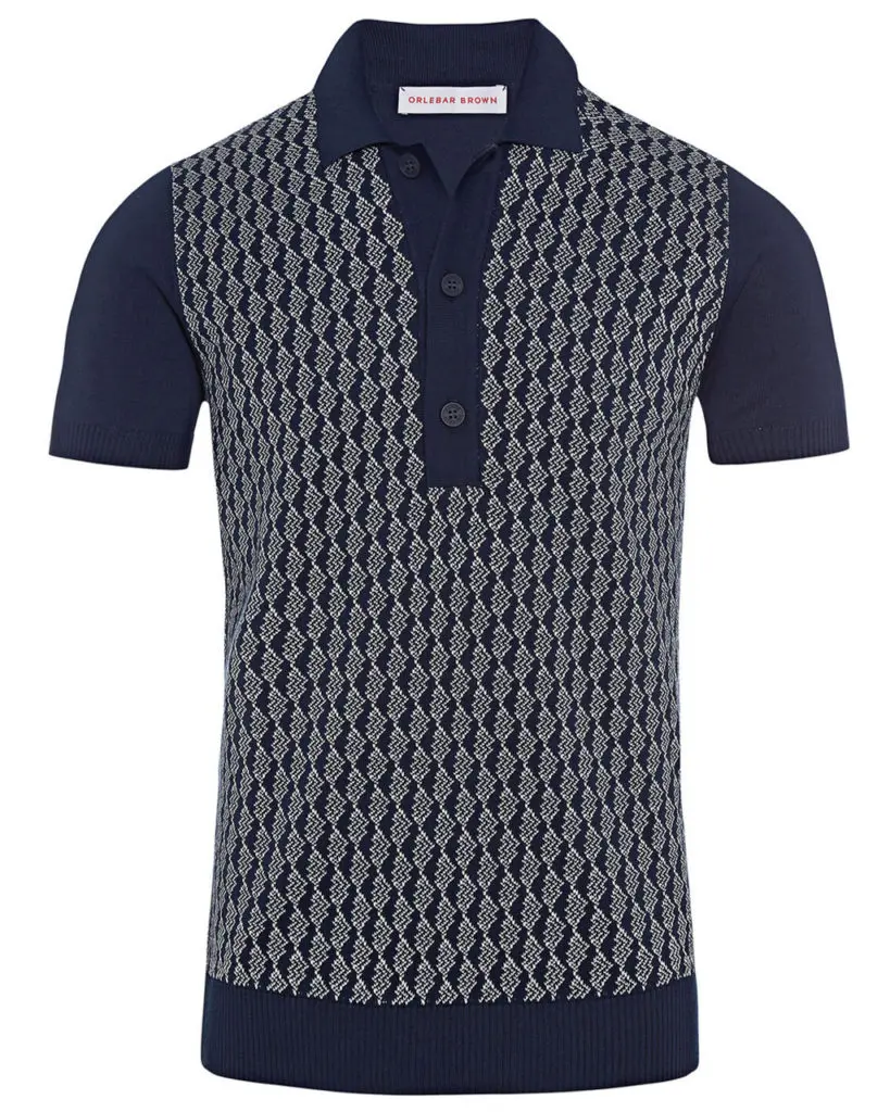 Orlebar Brown navy-blue polo, $445, at Stanley Korshak, stanleykorhsak.com