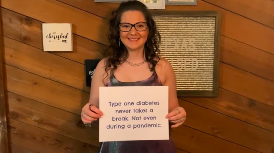 Diabetes patient Madison Harlin joined the virtual fundraiser from home. (Photo courtesy of JDRF) 