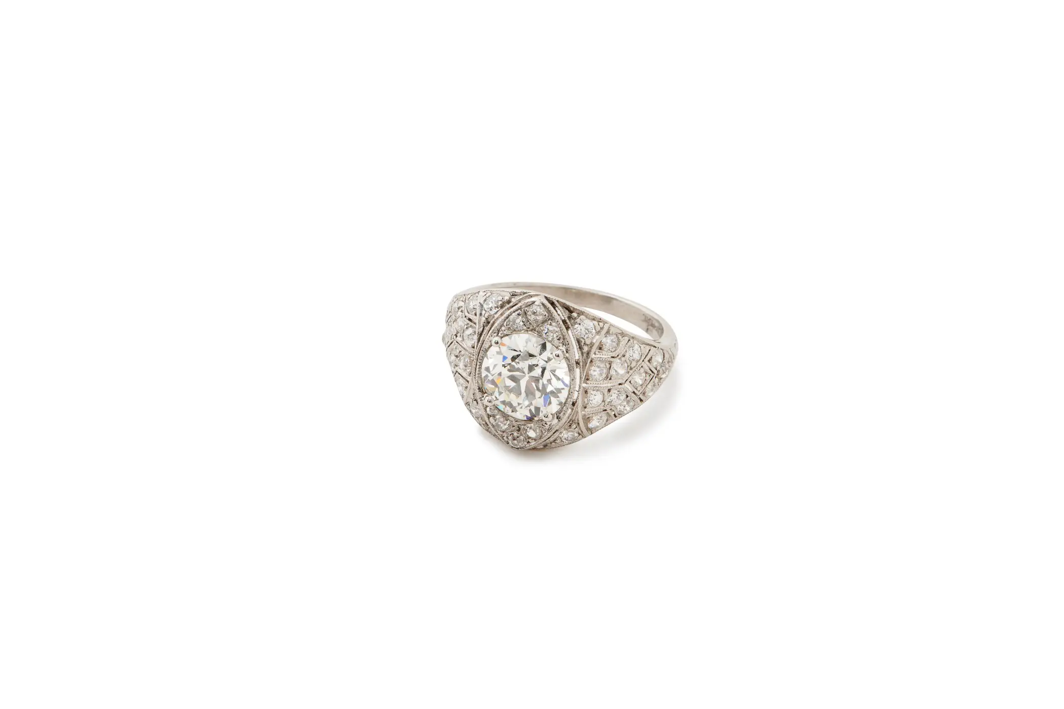 Diamond ring in its antique setting.