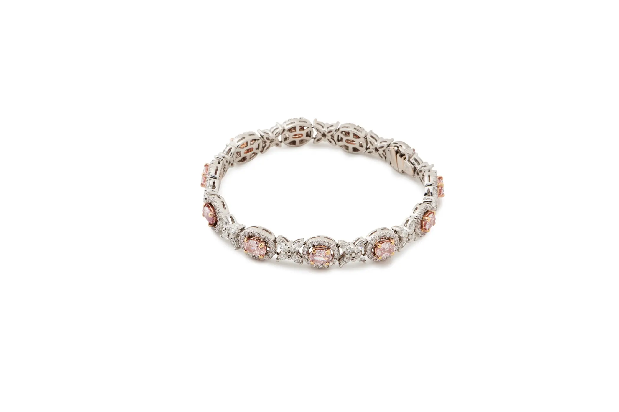Sparkling pink diamond bracelet.