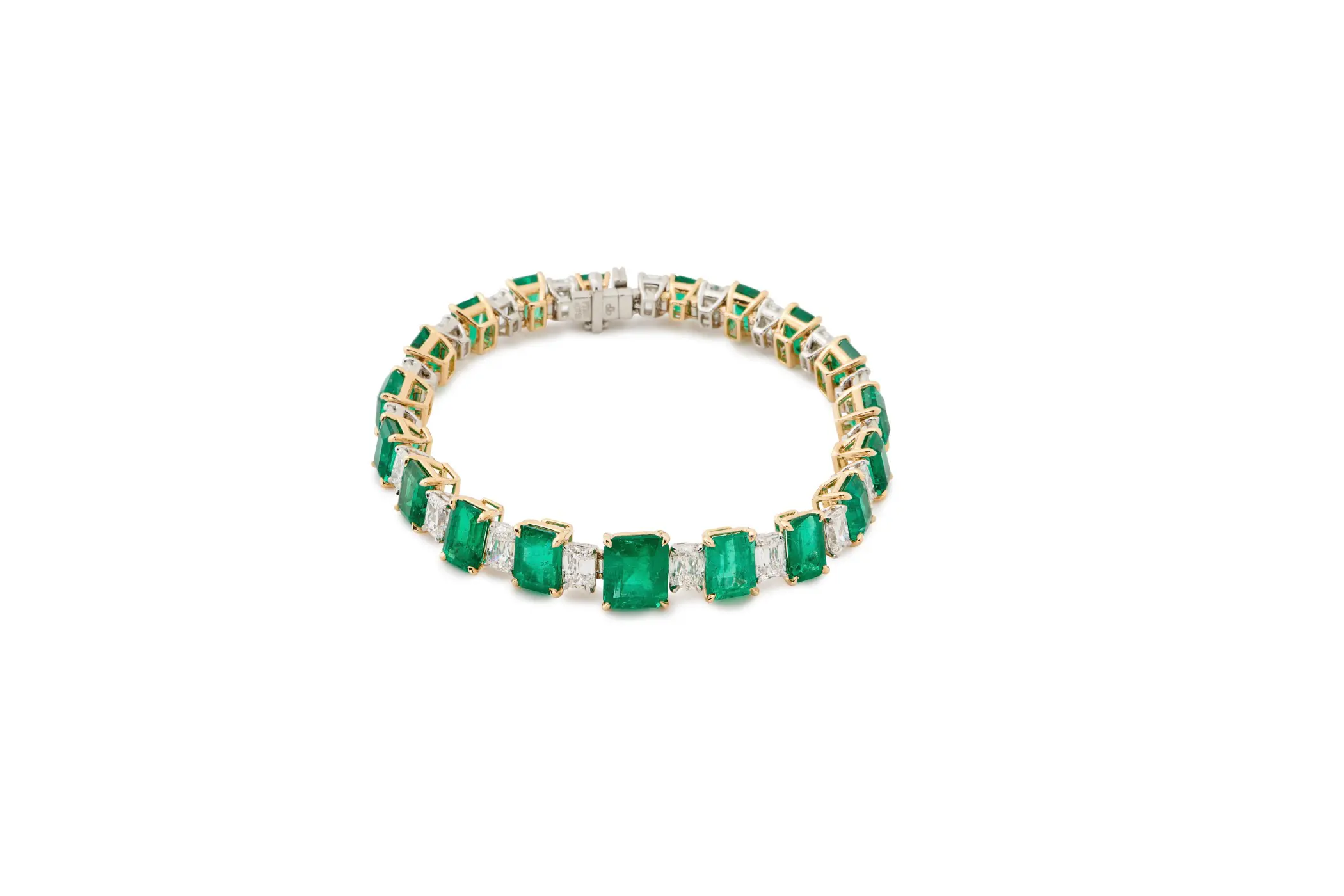 Emerald and gold bracelet.