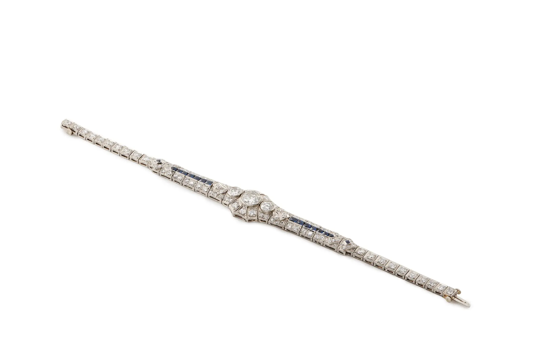 A delicate art deco gold and diamond bracelet.