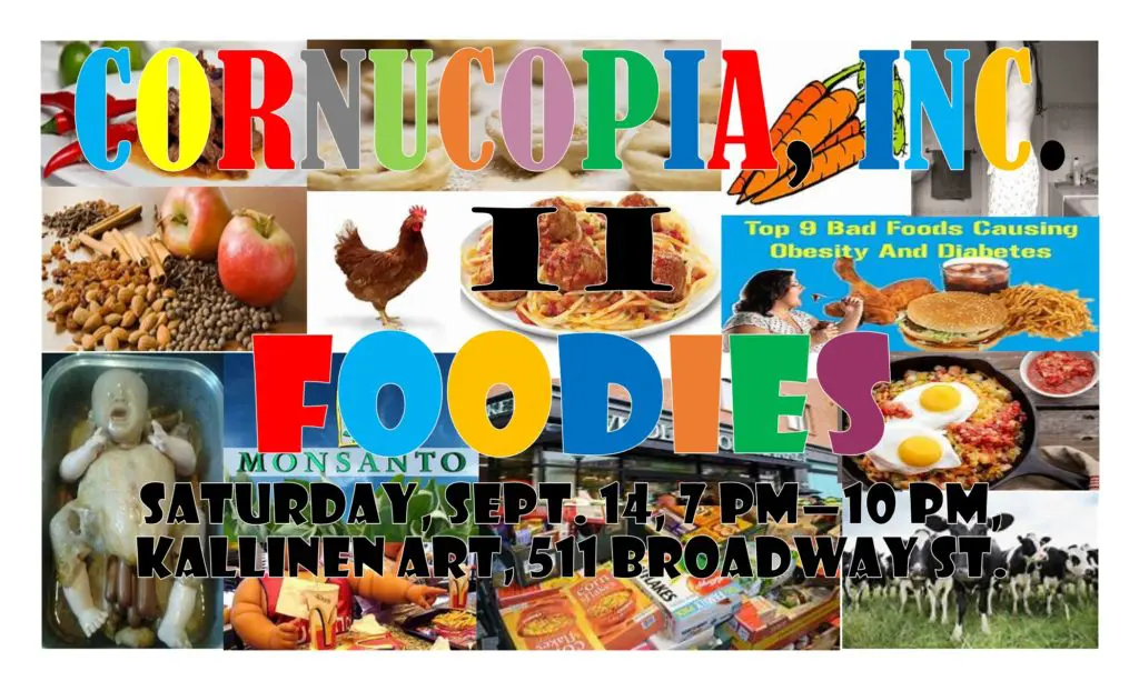 A colorful flyer for one of Kallinen Contemporary's wild thematic group shows! 