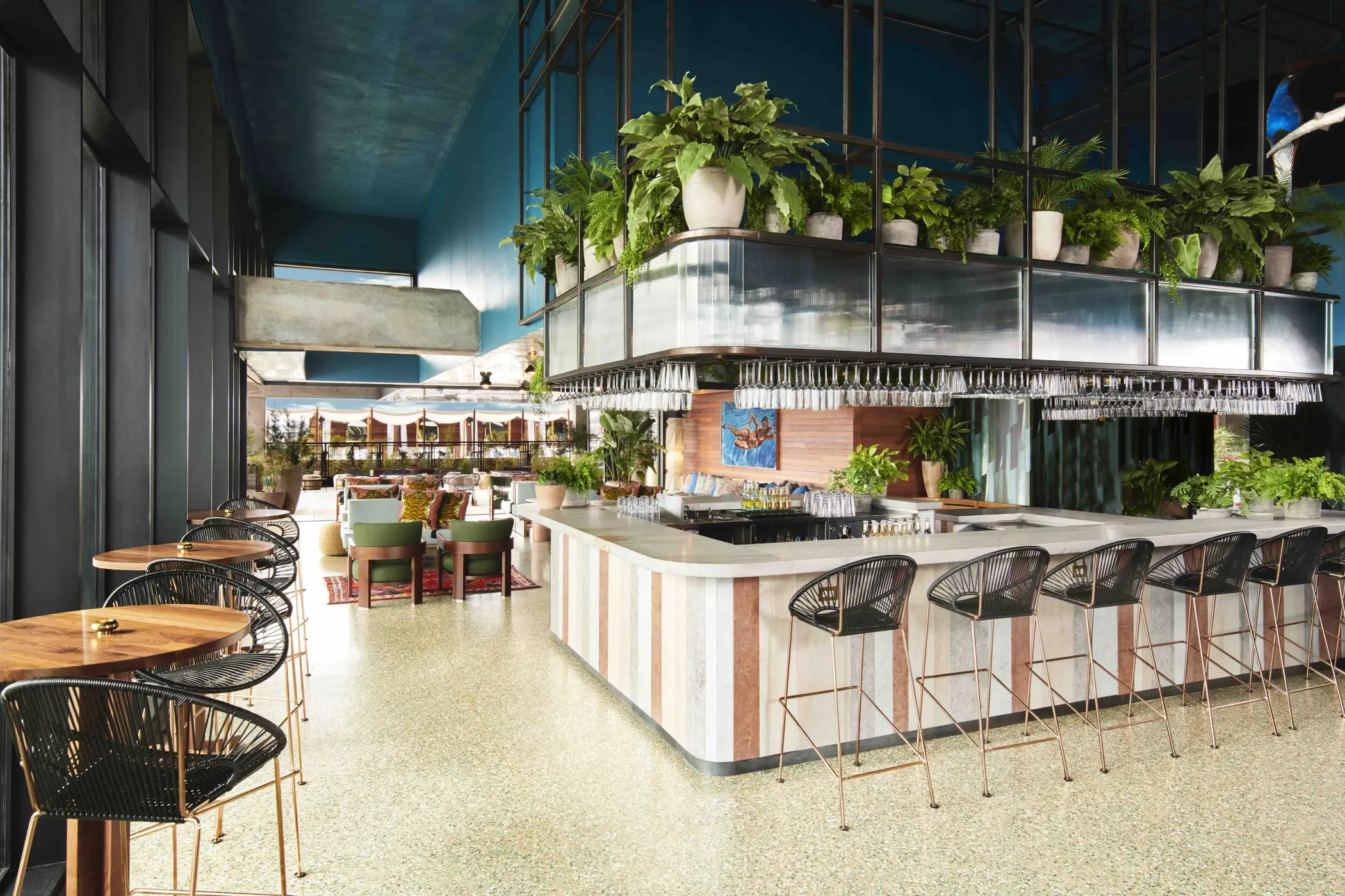 The Virgin's rooftop Pool Club was designed by Swoon, the Studio. 