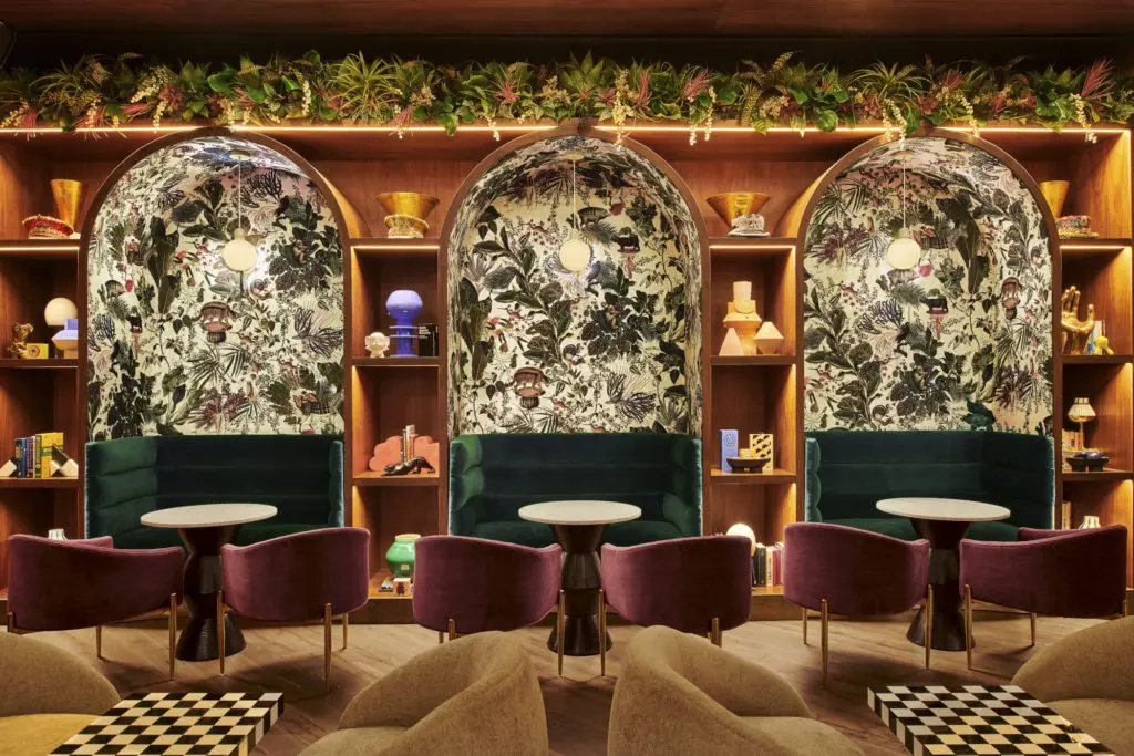 The surreal Funny Library Coffee Shop in Virgin Hotels Dallas.