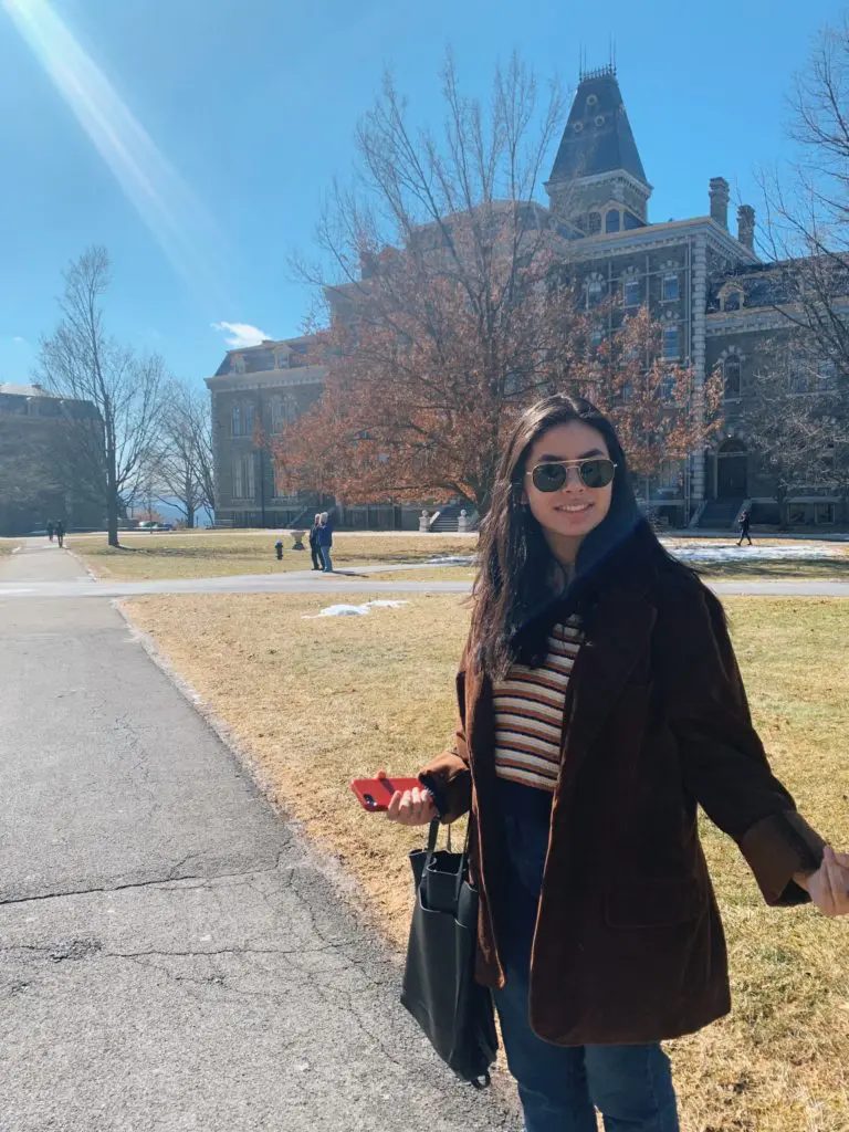 Andrea Anaya at Cornell before returning home for her spring semester online
