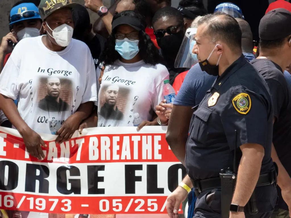 Houston Police Chief Art Acevedo walks on stage at the Houston March For George Floyd. (Photo by F. Carter Smith)